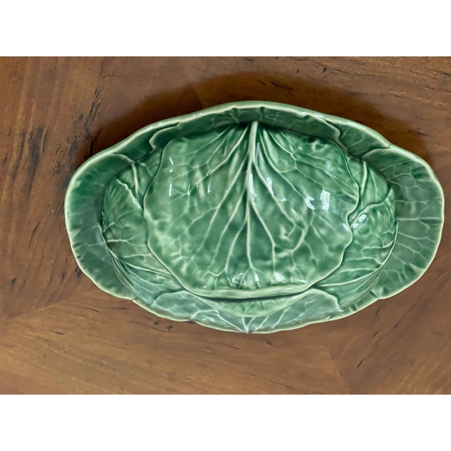 Great Bordallo Pinheiro Cabbage Majolica Dish With Cover For Sale In Miami - Image 6 of 8