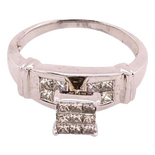 14 Karat White Gold Contemporary Ring 1.00 Total Diamond Weight For Sale