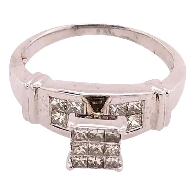 14 Karat White Gold Contemporary Ring 1.00 Total Diamond Weight For Sale