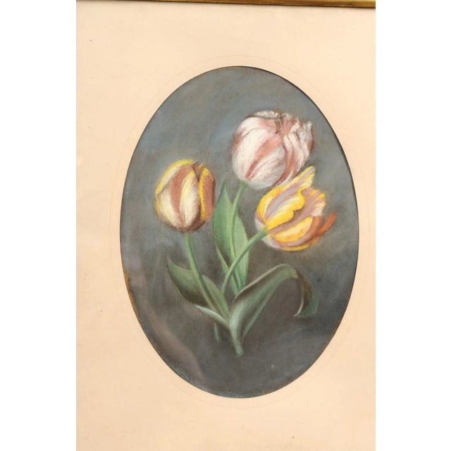 19th Century French 19th Century Pastel Still-Life Painting Depicting a Bouquet of Tulips For Sale - Image 5 of 10