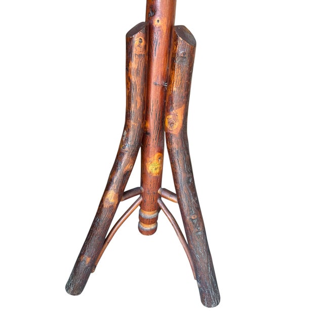 Early 20th Century Rare Adirondack Rustic Hickory Furniture Co Laporte Indiana Coat Hat Rack Hall Tree Original Label For Sale - Image 9 of 12