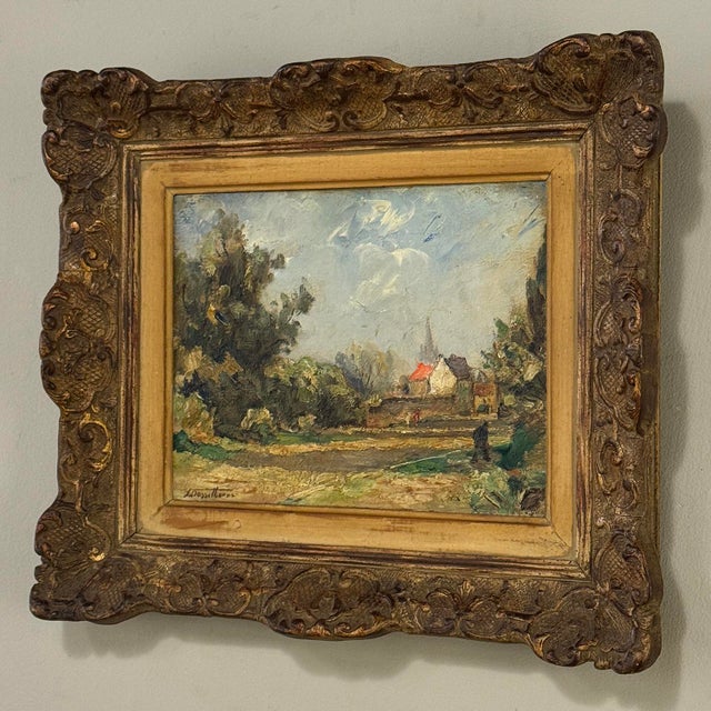 Framed Oil Painting on Panel by Lucien Dasselborne (1873–1962) 'Country Road to a Farmstead' For Sale - Image 4 of 17