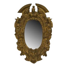 20th Century American Victorian Style Gilt Bronze Oval Wall Mirror