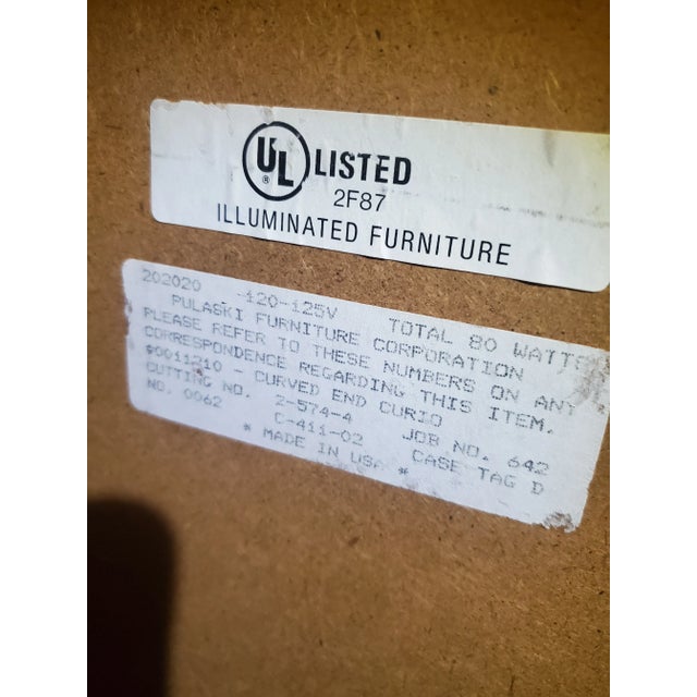 Traditional Pulaski Federal Style Curved-Side Illuminated Curio Cabinet For Sale - Image 3 of 4