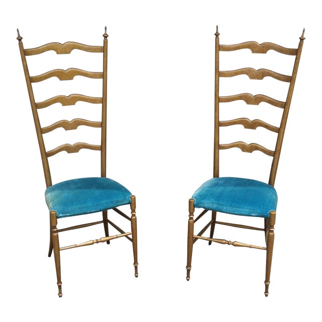 1950's Italian Exaggerated Ladder Back Chairs - a Pair For Sale