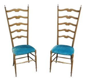 1950's Italian Exaggerated Ladder Back Chairs - a Pair