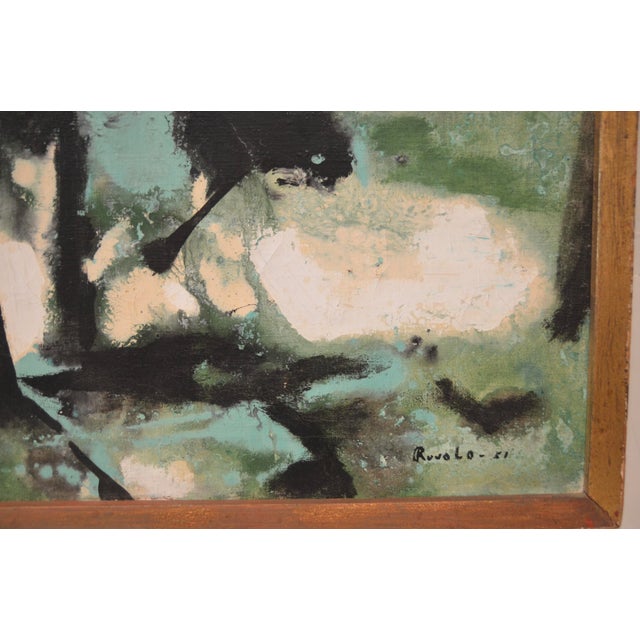 1950s Felix Ruvolo Oil Painting on Canvas, 'Kinectic Moment' Signed and Dated 1951 For Sale - Image 5 of 5