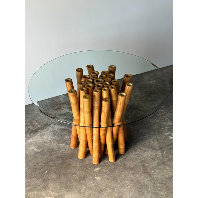 Vintage Bundled Bamboo Glass-Top Dining Table, Attributed to Budji Layug For Sale - Image 17 of 17