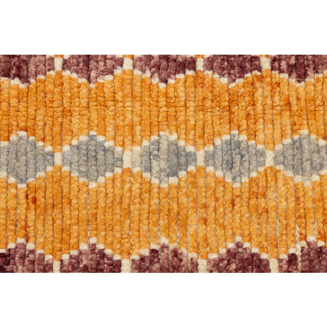 Textile Contemporary Moroccan Style Geometric Wool Area Rug in Saffron, Ochre & Burgundy For Sale - Image 7 of 12