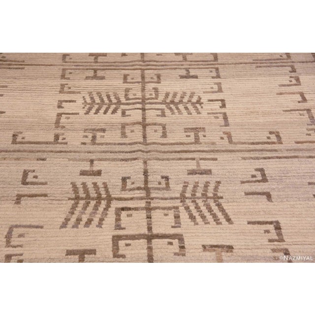 Nazmiyal Collection Neutral Earthy Brown Cream Tribal Geometric Modern Area Rug For Sale - Image 4 of 7