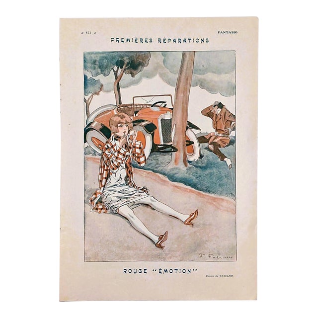 F. Fabiano 1926 "Premières Réparations" Fantasio Magazine Print For Sale