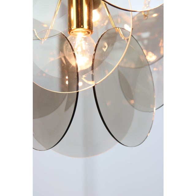 Black Vintage Chandelier in Gold and Smoked Glass from Vistosi, 1960s For Sale - Image 8 of 18
