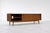 1960s Modern Walnut Credenza / Media Console | Minimalist Sliding Door Sideboard For Sale - Image 5 of 7