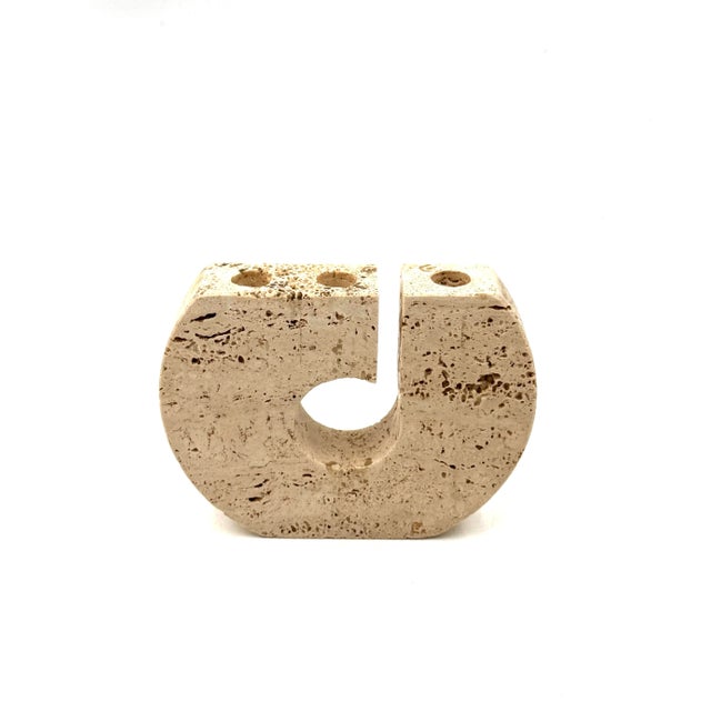 Brutalist Travertine Candleholder by Fratelli Mannelli for Enzo Mari, Italy, 1970s For Sale - Image 6 of 17