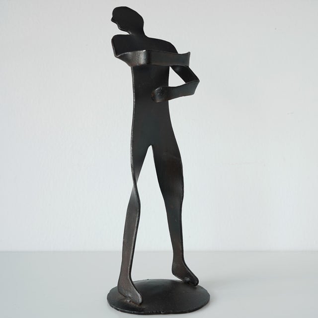 Contemporary Late 20th Century Vintage Forged Iron Figure Sculpture For Sale - Image 3 of 10