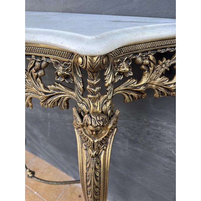 1940s Neoclassical Gilt Bronze and Marble Console Table with Eagle, 1940s For Sale - Image 5 of 11