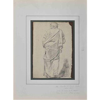 Augustin de Saint-Aubin, Figure of Man, Pencil Drawing, 19th Century For Sale