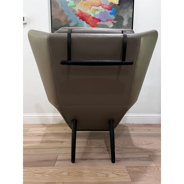 Mid-Century Modern BoConcept Hamilton Scandinavian Modern Leather Armchair With Ottoman For Sale - Image 3 of 10