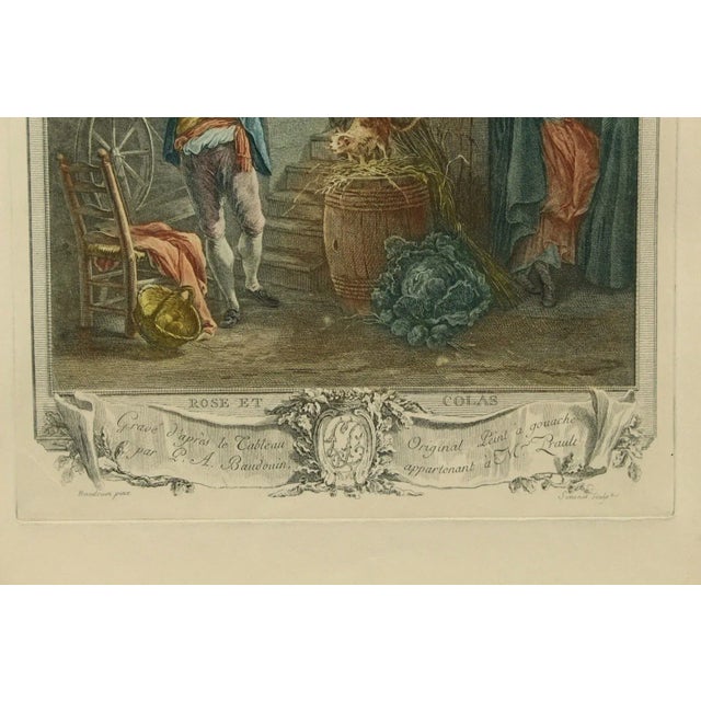 Antique P. A. Baudouin "Rose Et Colas" Tinted Engraving by J-B. B. Simonet For Sale In Houston - Image 6 of 13