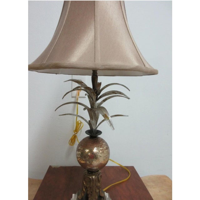 1990s Fine Art Lamps Gold Gilt Mercury Glass Italian Regency Column Table Lamp Shade For Sale In Philadelphia - Image 6 of 7
