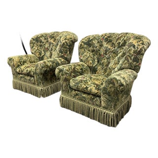 Summer Hill LTD Floral Upholstered Armchairs, Pair For Sale