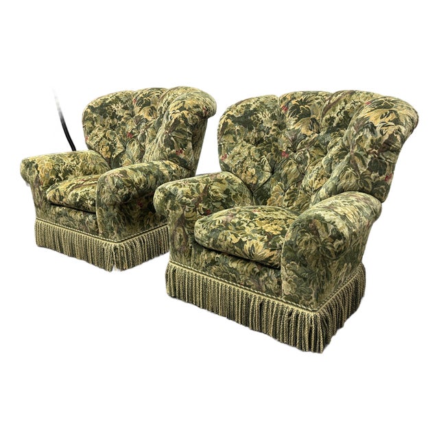 Summer Hill LTD Floral Upholstered Armchairs, Pair For Sale