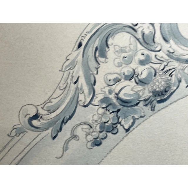 Antique 1800's Reed & Barton Original Silver Serving Tray Blueprint Sketch Wash For Sale - Image 11 of 14