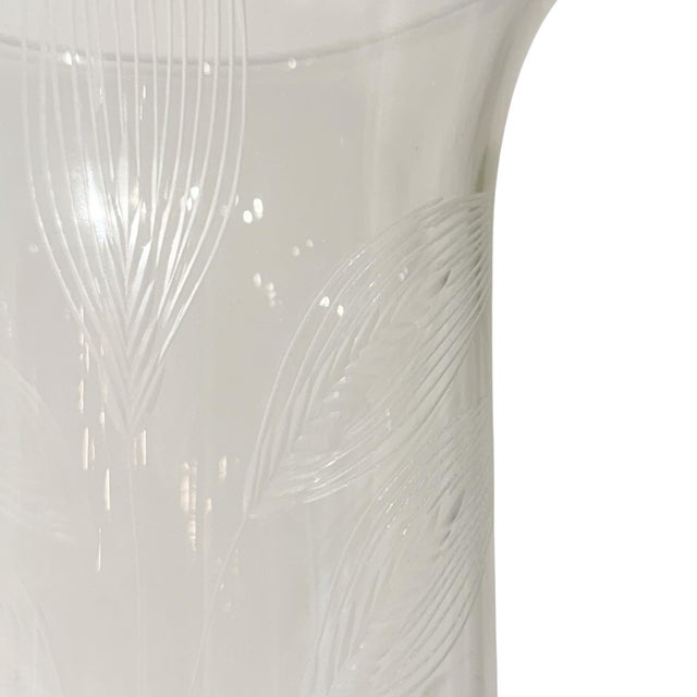 Pair of Blown Glass Wheat Etched Hurricanes For Sale - Image 13 of 14