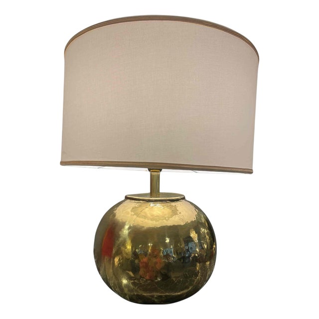 Hammered Brass Table Lamp, 1970s For Sale