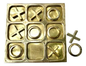 Solid Brass Tic-Tac-Do Board with Brass X's and O's