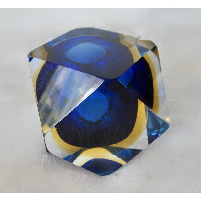 C.1970s Italian Alessandro Mandruzzato, Hand Blown Faceted Murano Cobalt, Amber & Clear For Sale - Image 15 of 18