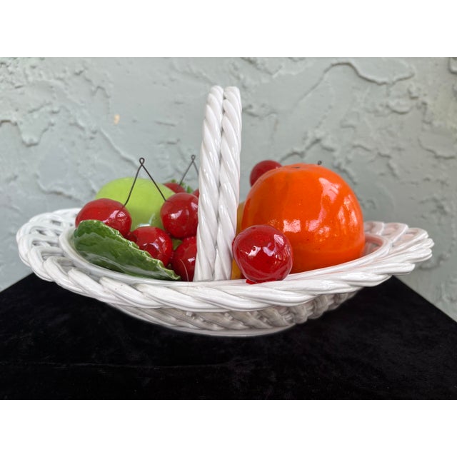 Vintage Italian Bassano Ceramic Fruit Basket Centerpiece – Hand Painted Majolica Italian Kitchen Decor For Sale - Image 4 of 10