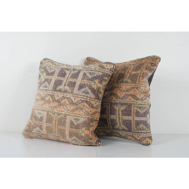 Mid-Century Modern Turkish Oushak Rug Pillow Cover - a Pair For Sale - Image 3 of 4