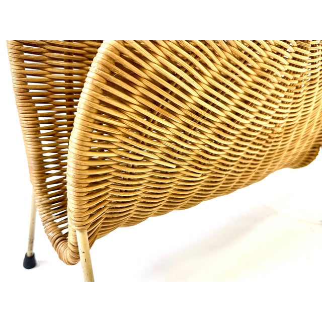 Vintage Wicker & Steel Magazine Rack, 1960s For Sale - Image 6 of 10