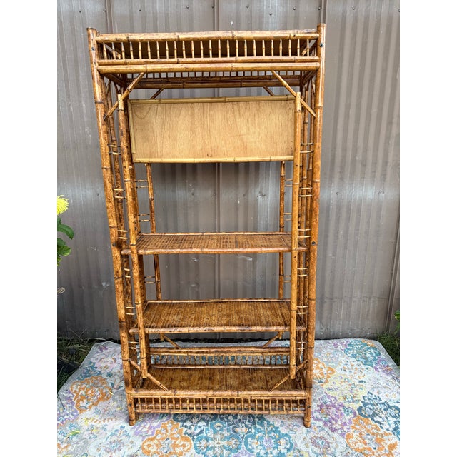 Brown Vintage Brighton Pavilion Style Bamboo Etagere Shelving For Sale - Image 8 of 8