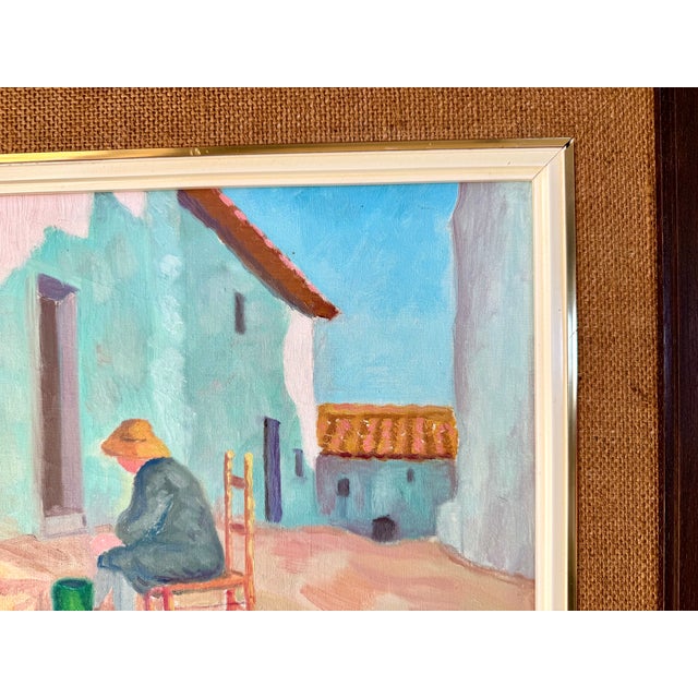 Espinosa, Mediterranean Village Scene, 1980s, Oil on Canvas For Sale - Image 4 of 10