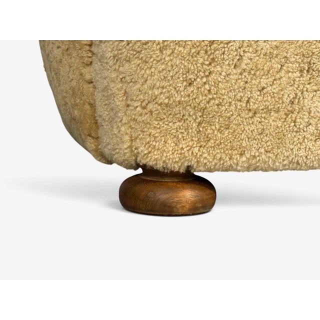 Danish Modern, Banana Style Tub Chair, Beech, Honey Sheepskin, Denmark, 1930s For Sale - Image 10 of 13