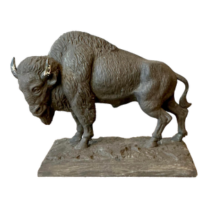 Vintage Boho Cast Buffalo Statue