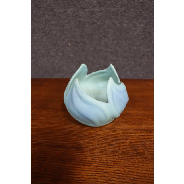 Art Nouveau Van Briggle Art Pottery Sculptural Leaf Vase For Sale - Image 3 of 10