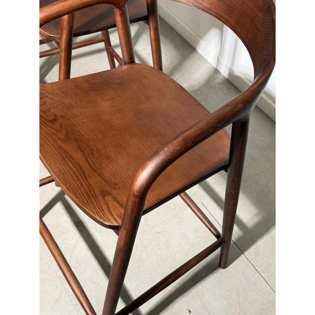Wood Kobe Bar Chair in Walnut Finish For Sale - Image 7 of 13