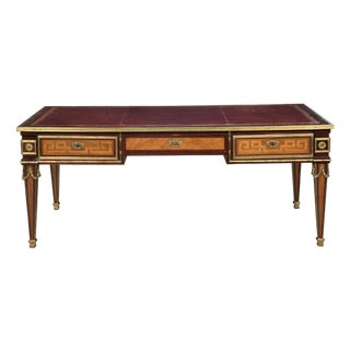 French Louis XVI Style Antique Bureau Plat Writing Desk Circa 1880 For Sale