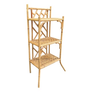 Vintage Fretwork Bamboo & Rattan Étagère For Sale