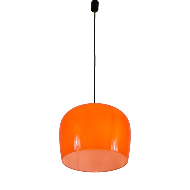 Mid-Century Red Glass Pendant Lamp, Italy, 1960s For Sale