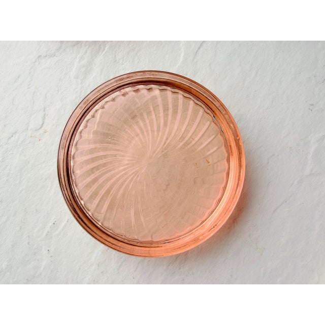Vintage MCM Diana Pink Depression Swirl Design Coasters Set of 4 Federal Glass Company 3.25"D in very good condition.