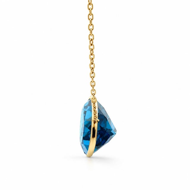 Mid 20th Century Mid 20th Century 18k Yellow Gold Gia Certified 43.73ct Blue Topaz Bezel Necklace For Sale - Image 5 of 7