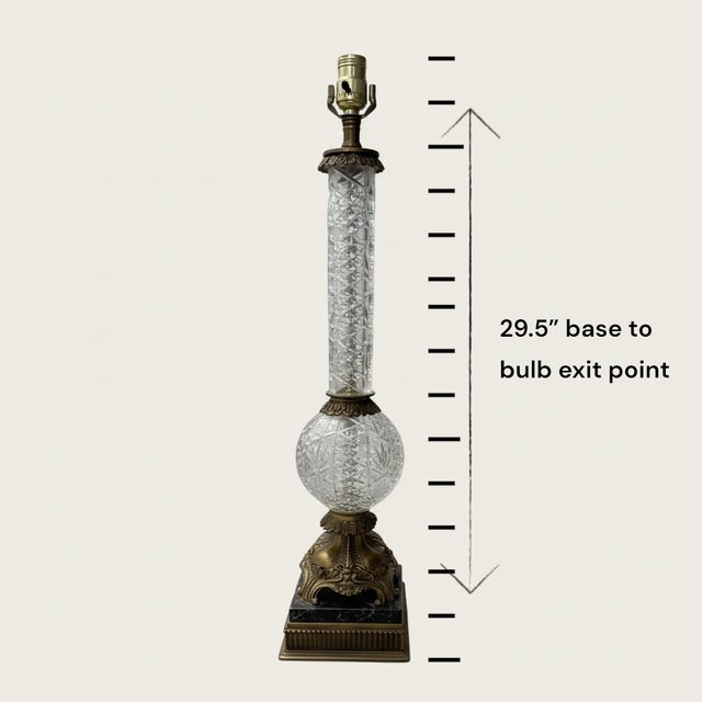 1970s 1970s The Italian Crystal & Marble Lamp For Sale - Image 5 of 13