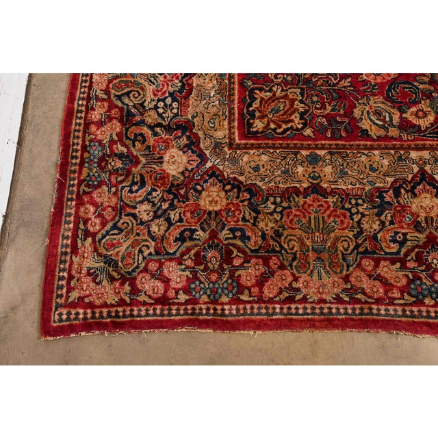 Antique Hand-Woven Persian Sarouk Room Size Wool Rug, Circa 1930s For Sale - Image 10 of 11