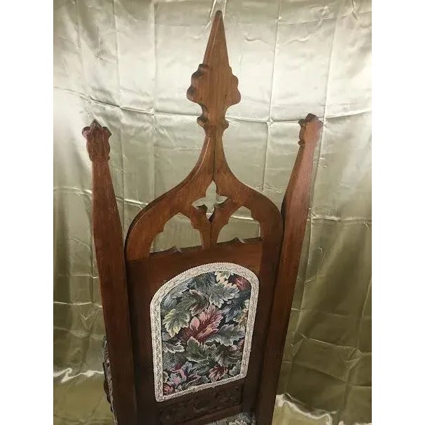 Brown The Throne of the High Church: Late 19th Century Gothic Revival Oak Accent Chair For Sale - Image 8 of 11
