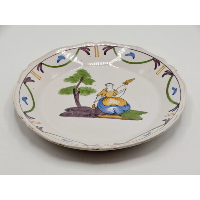 French Antique French Moustiers Plate For Sale - Image 3 of 9