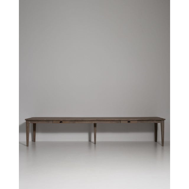 Late 20th Century Late 20th Century France Weathered Grey Metal Long Metal-Legged Bench Table For Sale - Image 5 of 11